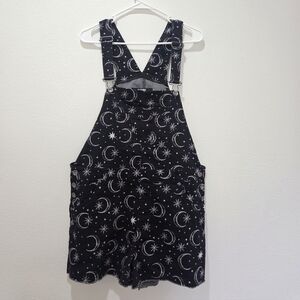Hot Topic Denim Shortall In Black Star and Moon/ Celestial Print Size Large
